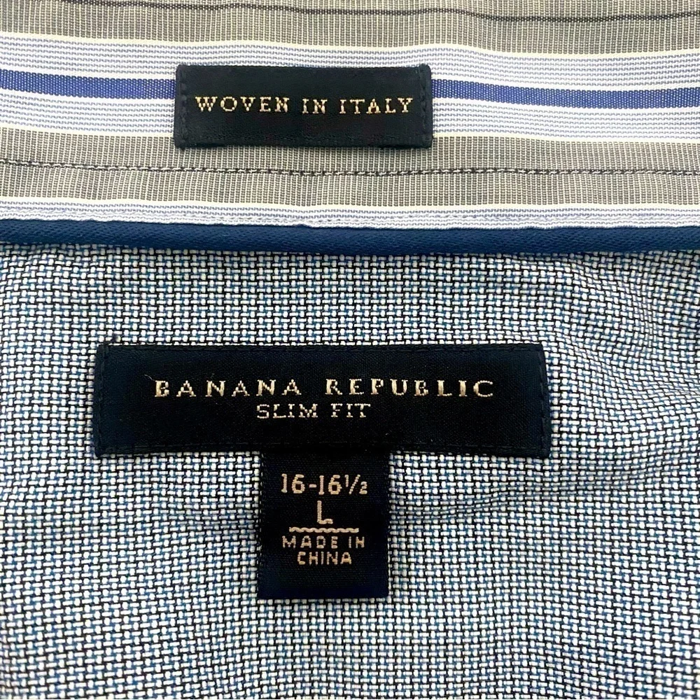 Banana Republic Men’s Slim Fit Long Sleeve Button Down Shirt Woven in Italy Lrg